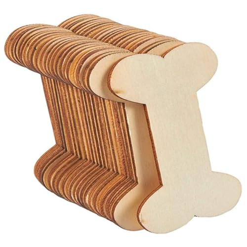 FONDOTIN 40 Stück Teiliges Holz Hundeknochen Ausschnitte Roh Glatt zum Bemalen DIY Anhänger Holzchips für Bastelprojekte Graffiti Dekoration von FONDOTIN