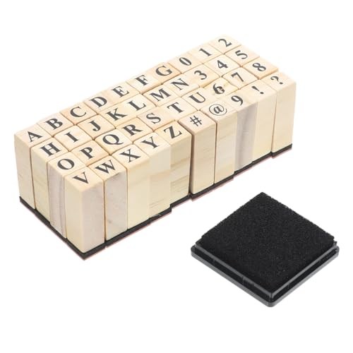 FONDOTIN 40 Stück Teiliges Holzstempel mit Englischen Großbuchstaben Kleines DIY Alphabet Stempelset für Scrapbooking Journaling Geschenkverzierung Langlebig und Handgefertigte Holzstempel von FONDOTIN