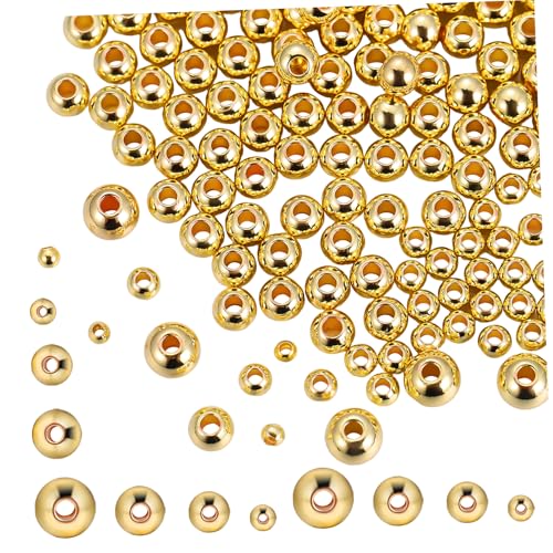 FONDOTIN 400 Stück Farbkonservierende Perlen Facettiert Klein Füllperlen Reiz Spacer Geformt Perlen Für Schmuckhersteller Runden Bausatz Basteln Herstellung Sortiert Goldperle Golden Kupfer von FONDOTIN