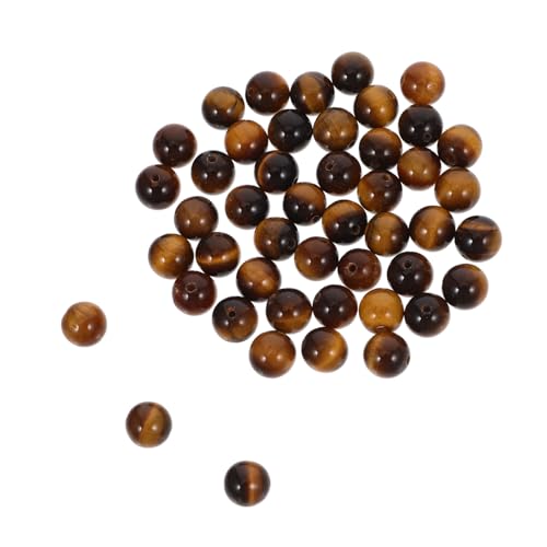 FONDOTIN 48 Stück Tiger Eye Perlenzubehör Tigerauge Perlen lose Steinperlen Schmuck Perlen machen Armbänder für den bösen Blick Augenperlen für Armbänder Lose Perlen Tigerauge Stein von FONDOTIN