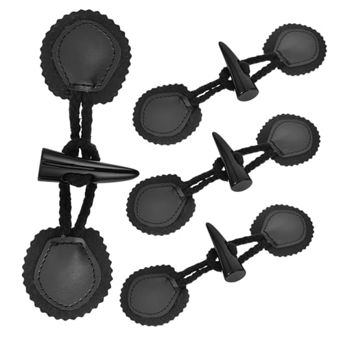 FONDOTIN 4Paare Hornknöpfe PU Leder Dekorative Knebelverschlüsse zum Aufnähen für Mäntel und Jacken Vielseitige DIY Schnallen Vintage Stil von FONDOTIN