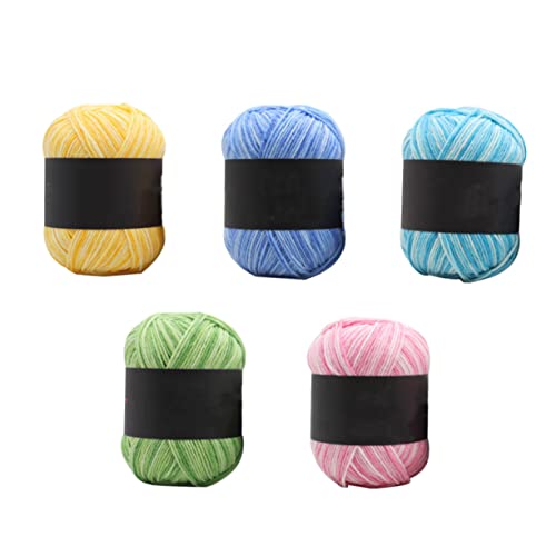 FONDOTIN 5 Rollen Mehrfarbiges Farbverlauf Baumwollgarn Fädiges Mitteldickes Häkel und Strickgarn Weiches Milchbaumwolle Garn für Babydecken Pullover Mützen und DIY Handarbeiten von FONDOTIN