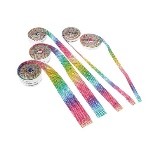 FONDOTIN 5 Rollen Selbstklebendes Strassband Dekorationsbänder Regenbogenfarben Vielseitig für Handyhüllen Geschenkboxen Schmuck und Basteln Einfache Anwendung Geschenkidee von FONDOTIN