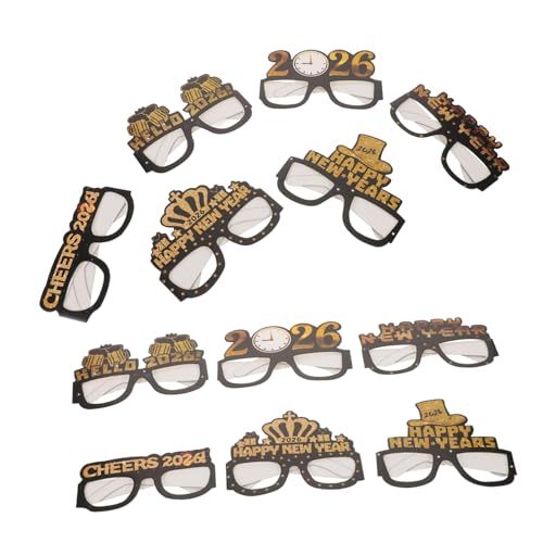 FONDOTIN 5 Sätze Neujahrsbrillen aus Leichtem Papier mit Glitzereffekt Kreative Silvester Partybrille für Festtagsfotos Bequem und Vielseitig für Happy Year Eve Feier von FONDOTIN