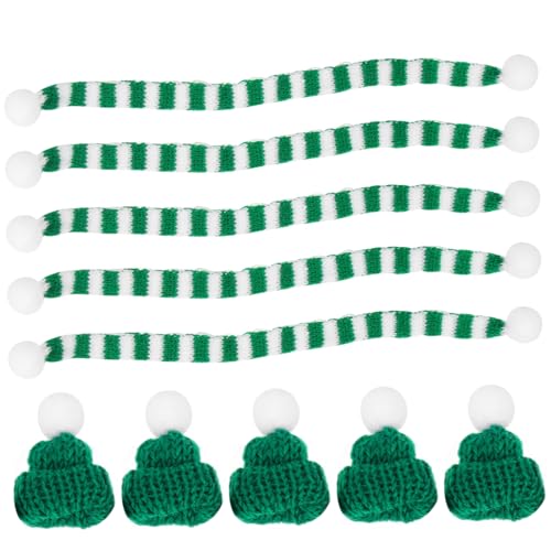 FONDOTIN 5 Sätze Teiliges Weihnachtsdeko Weinflaschen Schal und Mini Wollmütze Grün Weiß Weiche Strickaccessoires für Flaschen Festliche Tischdekoration für Party und FONDOTIN 5 Sätze Teiliges Weihnachtsdeko Weinflaschen Schal und Mini Wollmütze Grün Weiß Weiche Strickaccessoires für Flaschen Festliche Tischdekoration für Party und von FONDOTIN