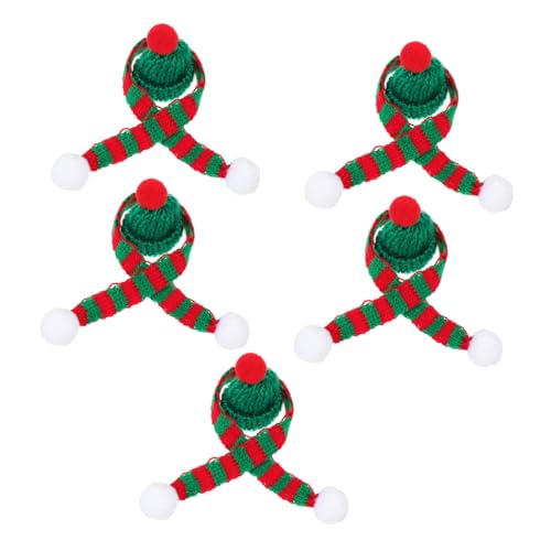 FONDOTIN 5 Sätze Weihnachtsflaschenhüte und Schals aus Weichem Wollgarn Dekorative Mini Weinflaschen Accessoires Festliche Ornamente für Weinflaschen für Weihnachtsdeko und Geschenke von FONDOTIN