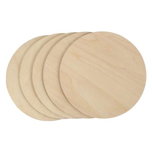 FONDOTIN 5 Stück Runde Holzscheiben Dünn Unbehandelte Holzplättchen für DIY Basteln Dekoration Holzscheiben zum Auffädeln und Gravieren Holzbrettchen zum Gestalten von FONDOTIN