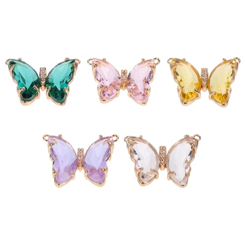 FONDOTIN 5 Stück Teiliges Bunte Schmetterling Metallanhänger für DIY Schmuckherstellung Halbfertige Charms in Weiß Grün Gold Elegant Langlebig Vielseitig für Armbänder und Halsketten von FONDOTIN