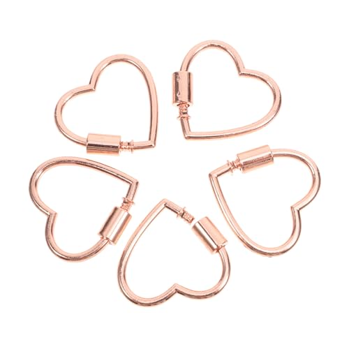 FONDOTIN 5 Stück Teiliges Schraubkarabiner Verschluss Herzform Robuste Verbindungselemente für Diy Schmuck Armbänder Dekoration und Bastelprojekte von FONDOTIN