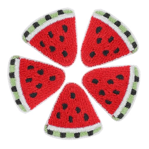 FONDOTIN 5 Stück Wassermelone DIY Patches Bestickte Applikationen für Kleidung Aufbügeln Aufnähen Dekorative Flicken für Jeans Taschen und Mehr Fruchtige Designs für Kreative Nähprojekte von FONDOTIN