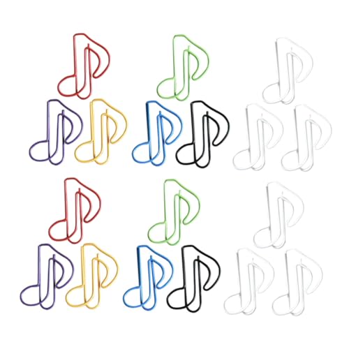 FONDOTIN 50 Stück Bunte Musiknoten Büroklammern aus Metall Niedliche Kleine Paper Clips als Lesezeichen Schule und Büro Geeignet Farbbeständig und Multifunktional zur von FONDOTIN