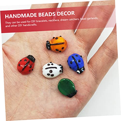 FONDOTIN 50 Stück DIY Glasperlen mit Marienkäfer Bunte Schmuckperlen für Armbänder Halsketten und Festival Dekoration Handgefertigte Bastelperlen Auffädeln von FONDOTIN