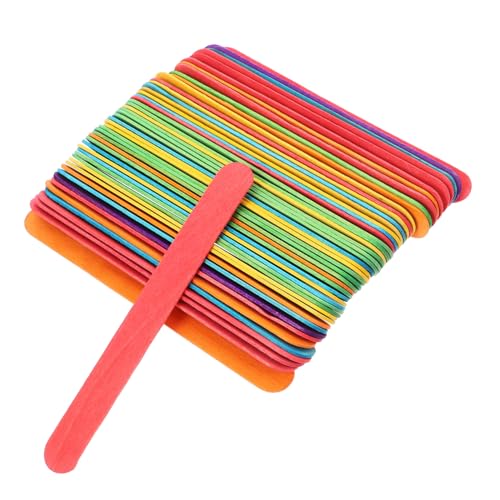 FONDOTIN 50 Stück Farbhandwerksbar Farbige Jumbo-Bastelstäbe Jumbo-Wachsstangen Flip-Namenssticks bastelstöcke selber machen Eis am Stiel Eisstiele zum Wachsen bunte Eisstiele Basteln Holz von FONDOTIN