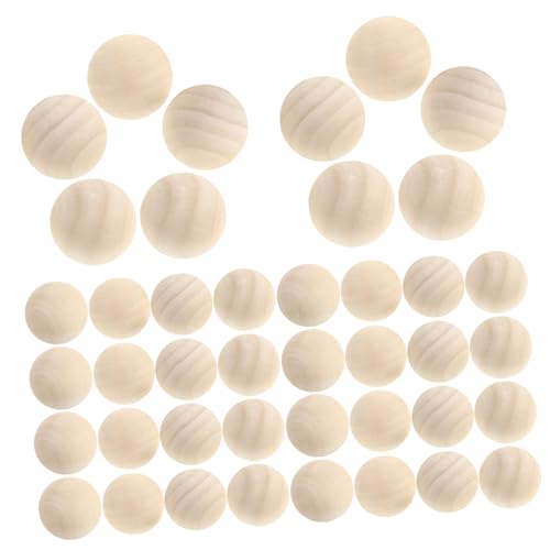 FONDOTIN 50 Stück Hemu Runder Ball Holzkugeln Für Handwerk Holzrunden Für Mittelstücke Holzhandwerk Kleine Holzperlen Zum Basteln Holzkugeln Zum Basteln Unfertig Runde Holzkugeln Muhe Beige von FONDOTIN
