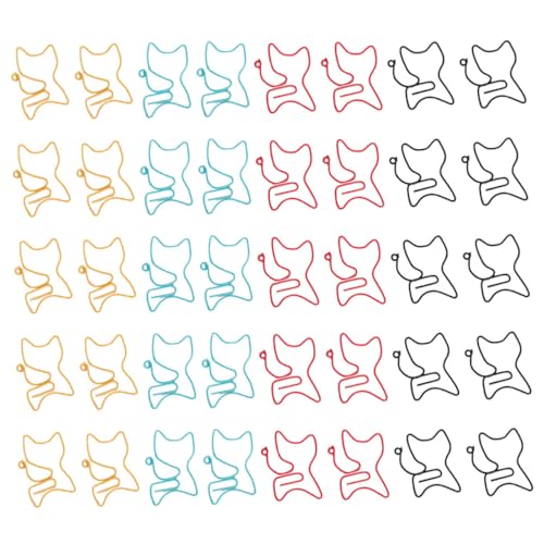 FONDOTIN 50 Stück Katzen Büroklammern Metall Kreative Katzenform Bunte Papierklammern Lesezeichen Büro Schule Geschenk für Katzenliebhaber Zufällige Farbe Zufällige Farbe von FONDOTIN