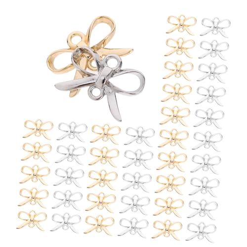 FONDOTIN 50 Stück Legierungs Bowknot Anhänger mit Doppelösen Schmuckverbindungsstücke für DIY Projekte für Ohrringe Armbänder und von FONDOTIN