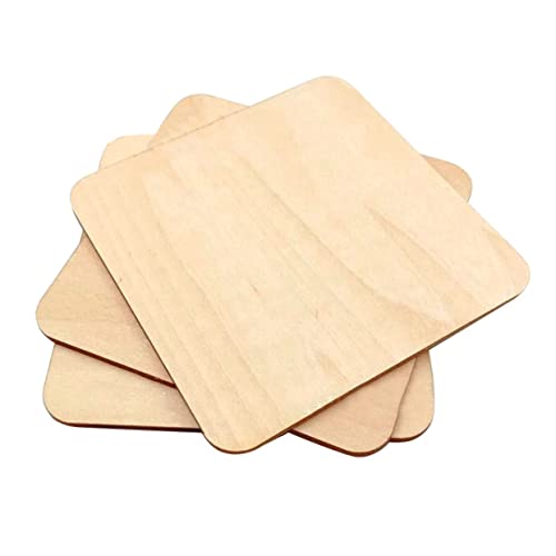 FONDOTIN 50 Stück Quadratische Naturbelassene Holzscheiben für DIY Holzscheiben Basteln Scrapbooking Heimdekoration ohne Behandlung Glatte Oberfläche Umweltfreundlich und Vielseitig von FONDOTIN