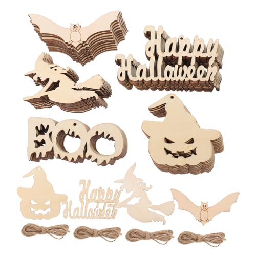 FONDOTIN 50 Stück Teiliges Halloween Holzanhänger Leichte Holzscheiben mit Halloween Motiven zum Basteln und Dekorieren von Party Fenster Tür für Gruselige Festtagsdeko Drinnen und Draußen FONDOTIN 50 Stück Teiliges Halloween Holzanhänger Leichte Holzscheiben mit Halloween Motiven zum Basteln und Dekorieren von Party Fenster Tür für Gruselige Festtagsdeko Drinnen und Draußen von FONDOTIN