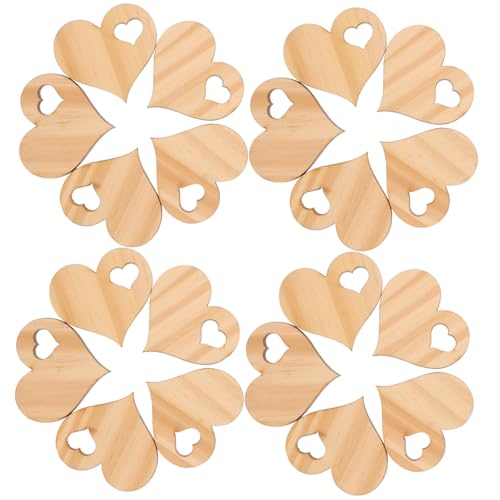 FONDOTIN 50 Stück Teiliges Holzherzen Naturbelassene Holzscheiben zum Basteln DIY Holzplättchen für Valentinstag Tischdeko Hochzeit Handwerksmaterialien von FONDOTIN