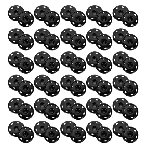 FONDOTIN 50 Stück Teiliges Metall Druckknöpfe Schwarz Langlebige Legierung Unsichtbare Verschlüsse für Dicke Stoffe für Mäntel Taschen und DIY Kleidung Rostfrei und Formbeständig von FONDOTIN