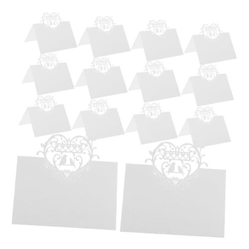 FONDOTIN 50 Stück Teiliges Tischkarten Hochzeit Love Bird Design mit Filigranem Ausschnitt Beschreibbar Vielseitige Dekoration für Verlobung Empfang Elegante Sitzplatzkarten von FONDOTIN