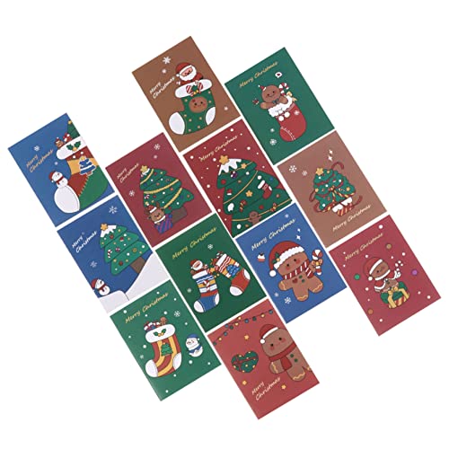 FONDOTIN 50 Stück Teiliges Weihnachts Notizblock Weihnachtliches Design mit Gingerbread Weihnachtsbaum Weihnachtsstrumpf Kompaktes Schreibheft für Schüler Tagebuch Kreatives Schreiben von FONDOTIN