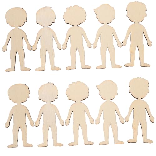 FONDOTIN 50 Stück Unfertige Holzfiguren Holzschnitt Figuren Holzchips für Bastelarbeiten Kreative DIY Dekoration für Bemalen und Gestalten von FONDOTIN