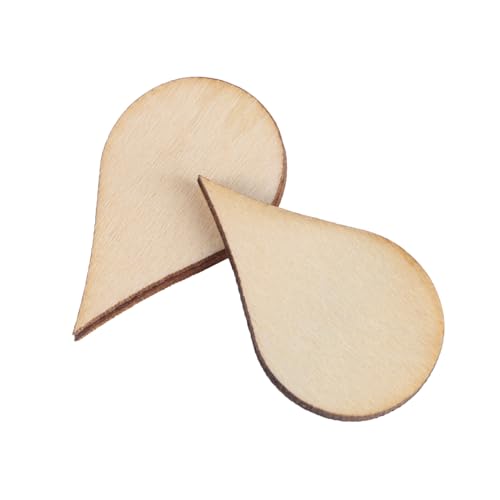 FONDOTIN 50 Stück Wassertropfenförmige Holzscheiben DIY Bastelchips aus Naturholz für Handgemachte Dekorationen und Geschenke Umweltfreundlich Vielseitig Einsetzbar für Kreative Projekte von FONDOTIN