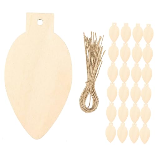 FONDOTIN 50 Stück Weihnachtsdeko Holzscheiben Glühbirnenform Unlackierte Holzscheiben zum Basteln Kinderfreundlich DIY Holzanhänger für Weihnachtsbaum und Handwerk von FONDOTIN