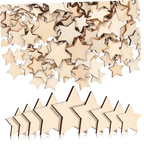 FONDOTIN 500 Stück Holzsterne Holz Deko Bastelsterne für DIY Weihnachtsdeko Stern Dekoration Zuhause Sicher Langlebig Vielseitig Verwendbar für Handwerk Malen Aufhängen Festliche von FONDOTIN