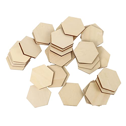 FONDOTIN 50Stück Sechseckige Holzornamente für DIY Handwerk Hochzeiten Geburtstagsfeiern und Weihnachten Hochwertigem Holzmaterial Einzigartige Dekorationen von FONDOTIN