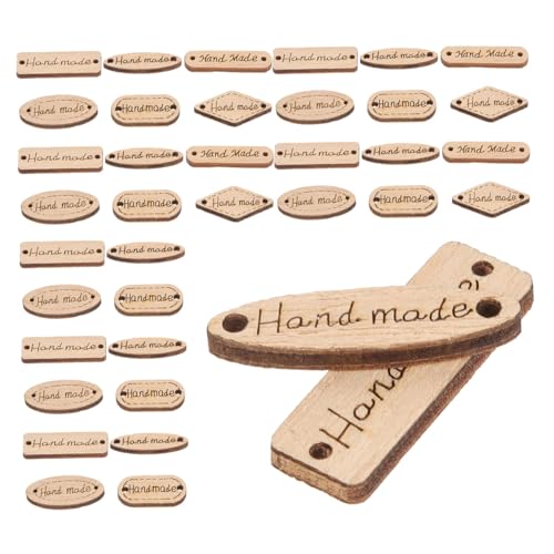FONDOTIN 50Stücke Holzknopf Tags Handgefertigte DIY Etiketten Holz für Scrapbooking Zufälliger Stil Robust und Vielseitig Einsetzbar für Projekte und von FONDOTIN