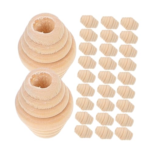 FONDOTIN 50Stücke Ovale Holzperlen mit Gewinde Naturholz Bastelperlen für DIY Schmuckherstellung für Armbänder und Bastelprojekte Großes Lochdesign für Einfaches von FONDOTIN