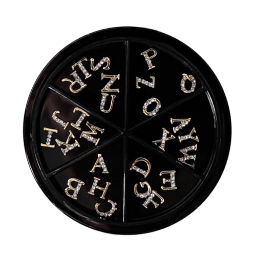 FONDOTIN 52 Stück Teiliges Nageldekor Buchstaben aus Legierung Funkelnde Strasssteine DIY Nail Art Schmuck für Natürliche und Künstliche Nägel Glänzende Maniküre verzierung für von FONDOTIN