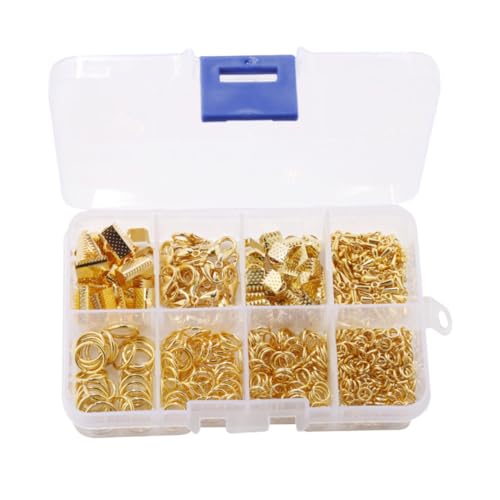 FONDOTIN 556 Stück Teiliges Schmuckzubehör Goldfarbene Maschenendkappen Robuste Karabinerverschlüsse und Verschiedene Geschlossene Sprungringe für DIY Schmuckherstellung Armband Verschluss FONDOTIN 556 Stück Teiliges Schmuckzubehör Goldfarbene Maschenendkappen Robuste Karabinerverschlüsse und Verschiedene Geschlossene Sprungringe für DIY Schmuckherstellung Armband Verschluss von FONDOTIN