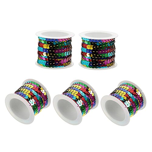 FONDOTIN 5Rollen Pailletten Schnur Dekorative Pailletten Trim für Kostüm Bastelprojekte Verpackung Party Dekoration pro Leicht Tragbar Rissfest und Langlebig von FONDOTIN