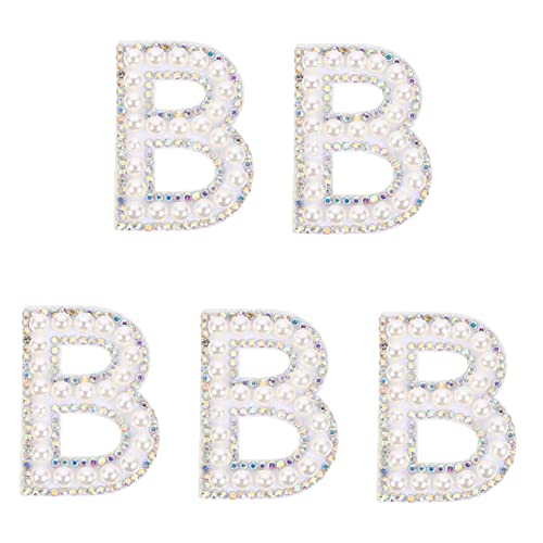 FONDOTIN 5Stücke Perlen Alphabet Patches Aufbügelbare Strass Applikationen für DIY Kleidung für Taschen Jeans Hüte Schuhe und Handwerksprojekte von FONDOTIN
