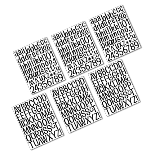 FONDOTIN 6 Blätter Buchstaben Sticker Set Selbstklebende Buchstaben und Zahlen Aufkleber für Diy Dekoration für Kinderzimmer Wohnzimmer Klassenzimmer und Kreative Projekte Schwarz Große von FONDOTIN