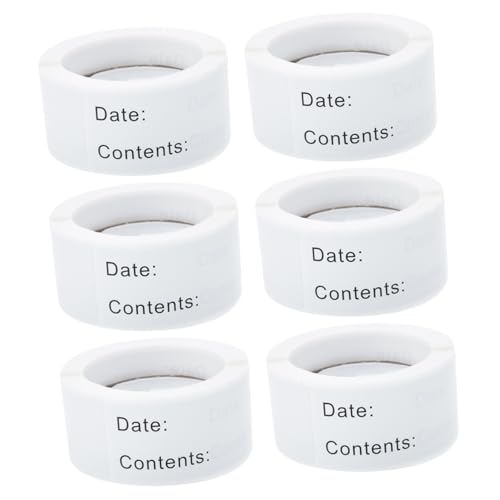 FONDOTIN 6 Rollen Ablösbare Aufbewahrungs etiketten für Flaschen und Gefrierbeutel Beschreibbare Lebensmittel datumsaufkleber Rückstandsfrei Entfernbar Praktische Vorratskennzeichnung für von FONDOTIN