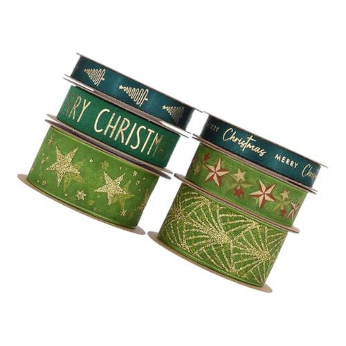 FONDOTIN 6 Rollen Dekorative Bänder Grün mit Glitzereffekt Vielseitiges Geschenkband für Blumenarrangements Kuchen und Haar Dekoration Haltbar und Weich für Geburtstags und von FONDOTIN