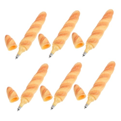 FONDOTIN 6 Stück Brot-kugelschreiber Realistisch Geformt Schreibstifte für Schule Büro Geschenk Kreative Glatte Tinte Vielseitig Einsetzbar Originelle Baguette Laib-designs von FONDOTIN