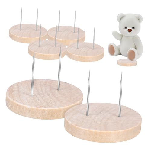 FONDOTIN 6 Stück Puppenständer aus Holz Stabile Halter für Handgefertigte Häkelpuppen Filzbezogene Displayhalter für Puppenpräsentation und DIY Bastelprojekte von FONDOTIN