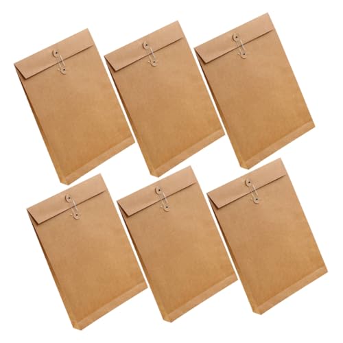 FONDOTIN 6 Stück Teiliges Dokumententaschen aus Kraftpapierfarbener Quadratischer Bodenmappe mit Großer Kapazität Leichter Papier Organizer und Business Aufbewahrungstasche für Büro Schule von FONDOTIN