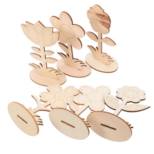 FONDOTIN 6 Stück Teiliges Holzblumen Bastelset Unvollendete Holzblumen DIY Dekoration Frühförderung zum Bemalen für Kreative Handarbeit von FONDOTIN
