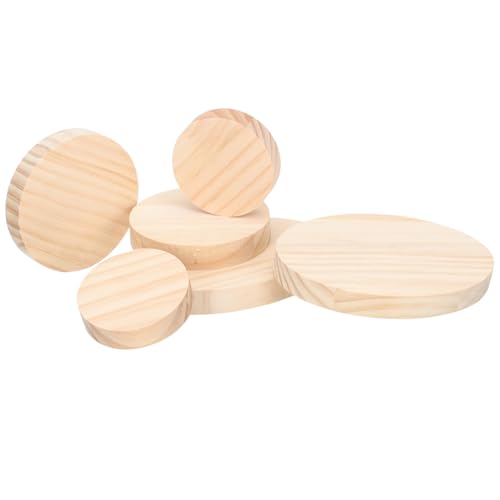 FONDOTIN 6 Stück Teiliges Holzplättchen zum Basteln Unbehandelte Holzplatten aus Langlebigem Material Sichere Glatte Kanten als DIY Basis für Figurenanzeige und Minifiguren Deko von FONDOTIN