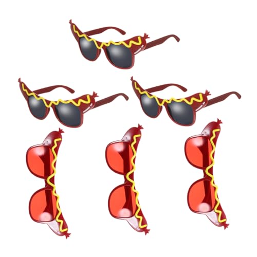 FONDOTIN 6 Stück Teiliges Hot Dog Brillen mit Transparenten Gläsern Lustige Party Dekoration für Karneval Halloween Geburtstagsfeiern und Cosplay Leichte Bequeme Fotorequisiten für von FONDOTIN