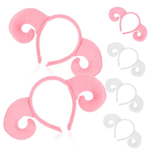 FONDOTIN 6 Stück Teiliges Plüsch Schaf Hörner Stirnband Weiße Rosa Tier Haarreife mit Schafhörnern Niedlicher Kopfschmuck für Erwachsene für Cosplay Halloween Party FONDOTIN 6 Stück Teiliges Plüsch Schaf Hörner Stirnband Weiße Rosa Tier Haarreife mit Schafhörnern Niedlicher Kopfschmuck für Erwachsene für Cosplay Halloween Party von FONDOTIN