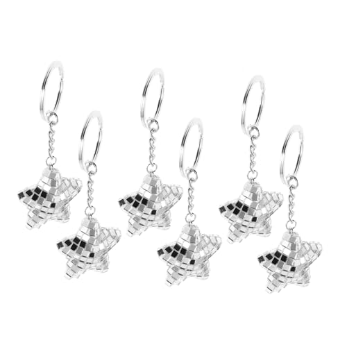 FONDOTIN 6 Stück Teiliges Sternförmiges Disco Spiegelanhänger Mini Glas Schlüsselanhänger Reflektierender Sicherheits-schlüsselanhänger Für Party Geburtstagsgeschenk Und Auto Zubehör von FONDOTIN