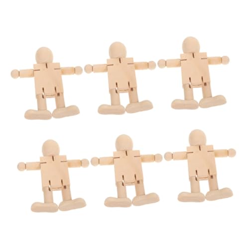 FONDOTIN 6 Stück Teiliges Unfertige Holzroboter Puppen Verstellbare Figuren für DIY Malen Basteln Holzspielzeug für Pädagogische Lernhilfe Kreativität und von FONDOTIN