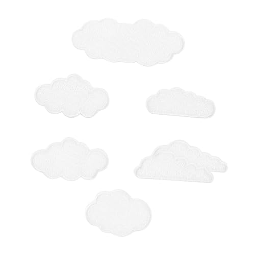 FONDOTIN 6 Stück Teiliges Wolken Aufnäher zum Aufbügeln Gestickte Jeans Patches für DIY Kleidung Taschen Rucksäcke Handgefertigte Kleidung Reparatur und Dekorative Nähapplikationen von FONDOTIN